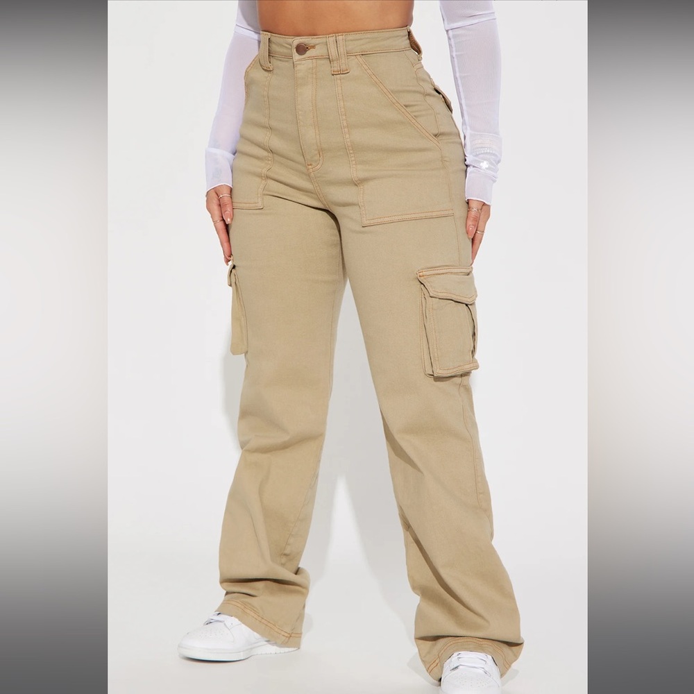 Cargo Boyfriend Jeans - Khaki